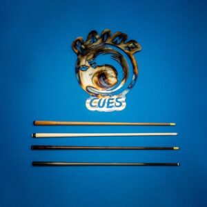 Full length Kaine Cues custom pool cue shaft against a neutral background.